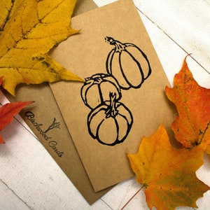 Citrouilles festives Carte de vœux sculptée et estampillée à la main