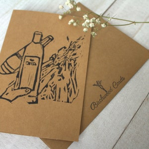 Memories by a Fire Hand-Carved & Stamped Greeting Card