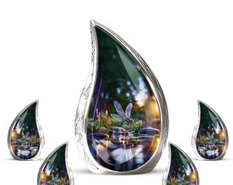 Urna personalizada – Urna de cremación con forma de libélula para cenizas, urna conmemorativa de libélula en forma de lágrima, urna funeraria decorativa para mamá, urna de recuerdo