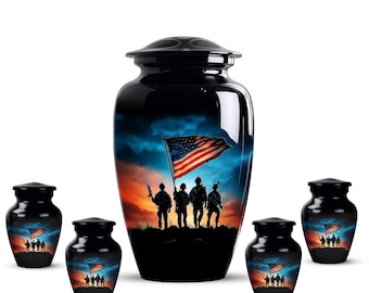 Urna militar personalizada para cenizas humanas: urna con la bandera estadounidense para adultos, regalo de condolencias, urna de cremación para veteranos.