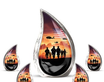Personalized Military Memorial Urn for ashes – American Flag urn for human ashes - sympathy gift - small cremation urn