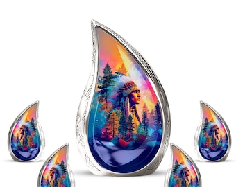 Personalized Native American Cremation Urn for Ashes – small urn for human ashes - teardrop urn for ashes - sympathy gift