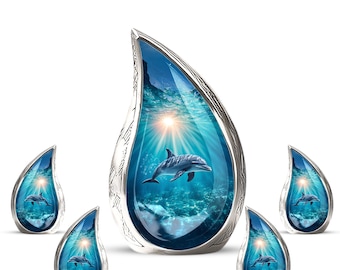 Urna de delfín personalizada para cenizas humanas – Urnas de cremación Ocean Teardrop para cenizas - Regalo de condolencia - Urna pequeña para cenizas humanas