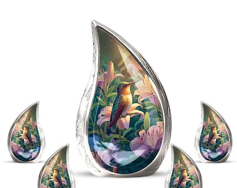 Urna funeraria personalizada con forma de colibrí – Mini urnas para cenizas - Regalo de condolencia - Urna de colibrí en forma de lágrima para cenizas