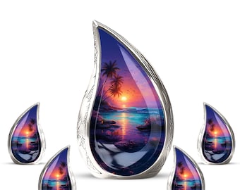 Urna de playa personalizada para cenizas humanas - Urna de cremación Sunset - Urna de lágrima personalizada para cenizas - Urna pequeña para cenizas