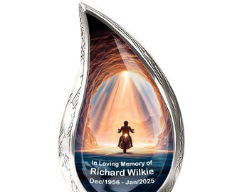 Urna conmemorativa personalizada para motociclistas – Urna de cremación para cenizas humanas – Urna personalizada Sunset – Regalo de condolencia