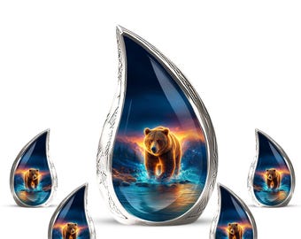 Urna personalizada: urna de cremación con forma de oso polar para cenizas, urna conmemorativa en forma de lágrima, urna funeraria decorativa para mamá, urna de recuerdo.