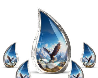 Urna de cremación personalizada con forma de águila: urna conmemorativa pequeña en forma de lágrima. Urna de montaña para cenizas humanas.