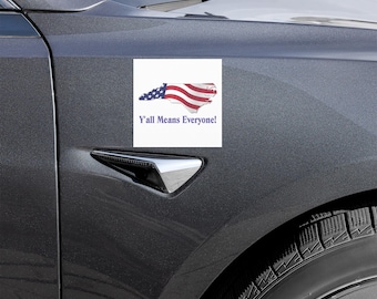Automagneet met vlag van Noord-Carolina VS: "Y'all Means Everyone!" Matte vinyl weerbestendige sticker