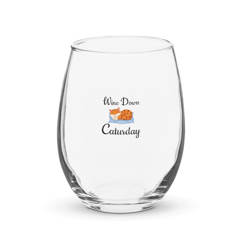 Caturday Caturday Wine Glass Wind Down Wine Glass Caturday Gift Cat Saturday Cat Lover Gift Wine Lover Gift Cat Lover Gift image 2