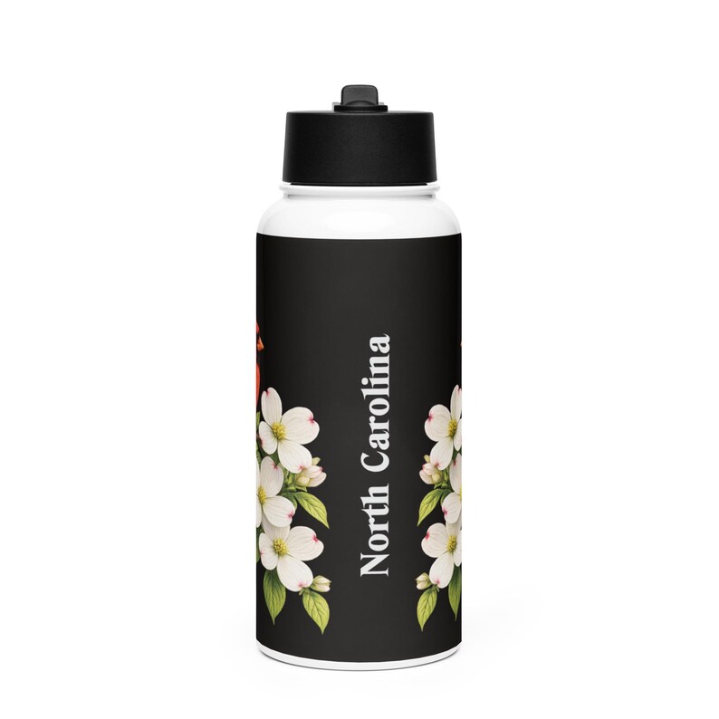 Stainless steel water bottle with a straw lid