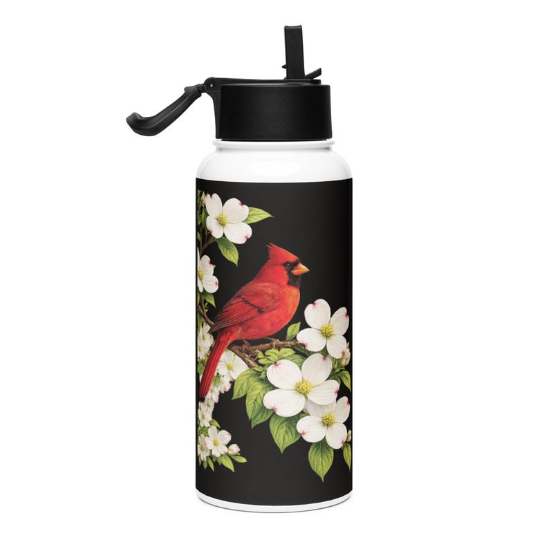 Stainless steel water bottle with a straw lid