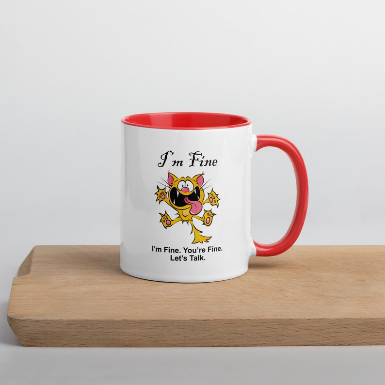 I'm Stressed Cat Mug - I'm Fine Cat Mug - You're Fine Cat Mug - Everything Is Fine Mug - Let's Talk Mug - Gift for Teen - Stressed Cat