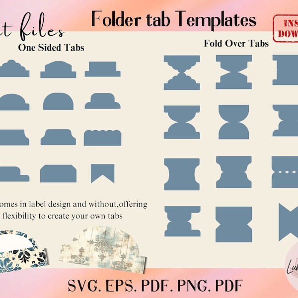 Double Folder Planner Divider Tabs,Editable Folder Tabs,Journal Tabs Template,File Page tabs Cut files,Binder dividers, Fold Over Tabs