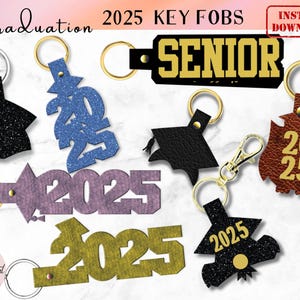 2025 Graduation Keychain Template SVG, Fob Template Design Cut,Faux Leather Keychain SVG,DIY Cricut Leather Key Fob