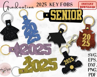 2025 Graduation Keychain Template SVG, Fob Template Design Cut,Faux Leather Keychain SVG,DIY Cricut Leather Key Fob