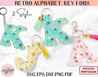 Retro Alphabet Key Fob Template,Faux Leather Monogram Keychain Template SVG, Leather Letter Bag Tag,Letter Charm Zipper Pull Cut File