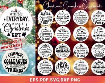 Adorno navideño SVG para compañeros de trabajo, adorno navideño para colegas, adorno navideño divertido SVG para compañeros de trabajo, adorno SVG para Cricut
