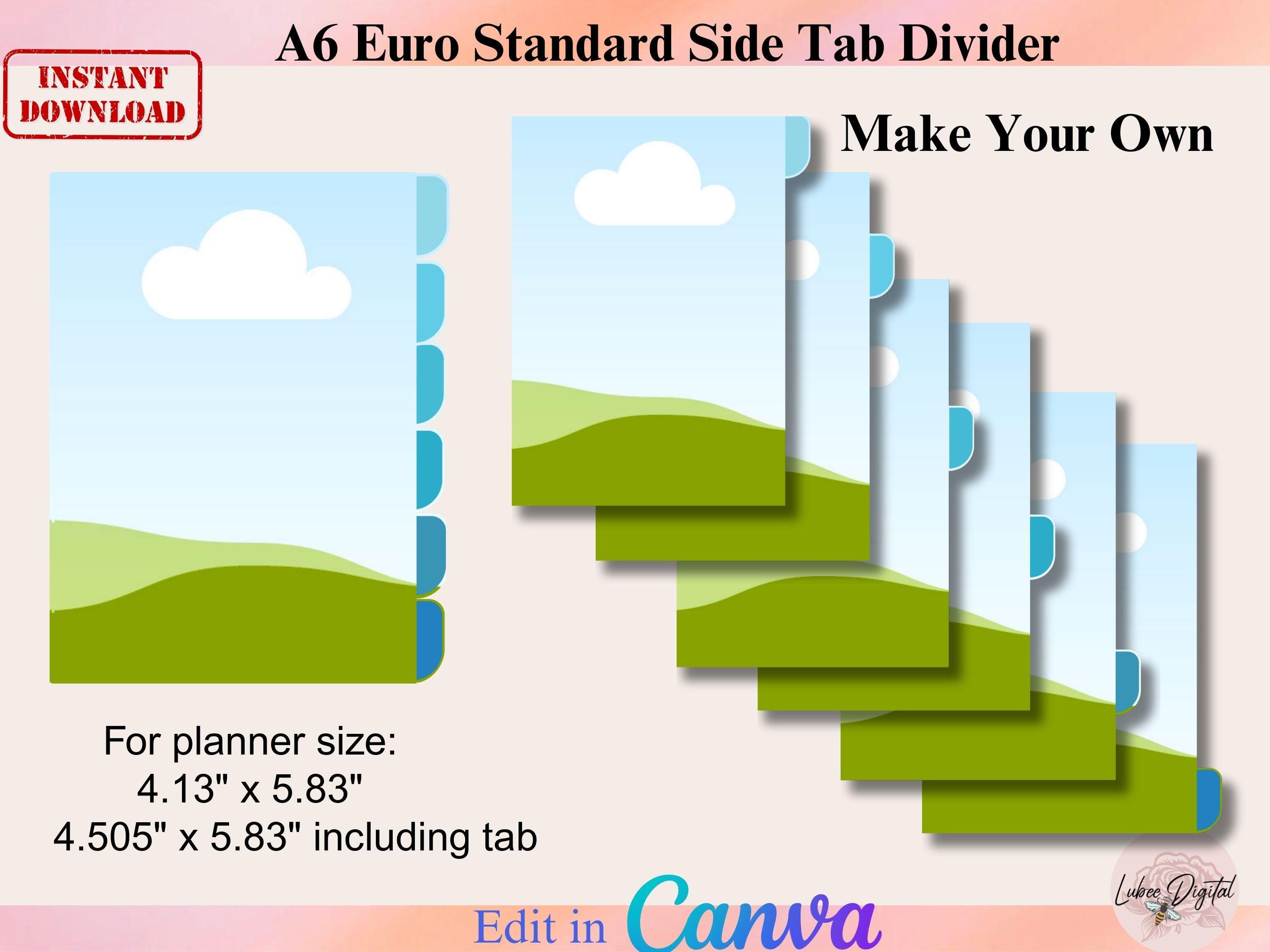 CANVA A6 6 Side Tabs Divider,editable Folder Tabs,make Your Own CANVA ...