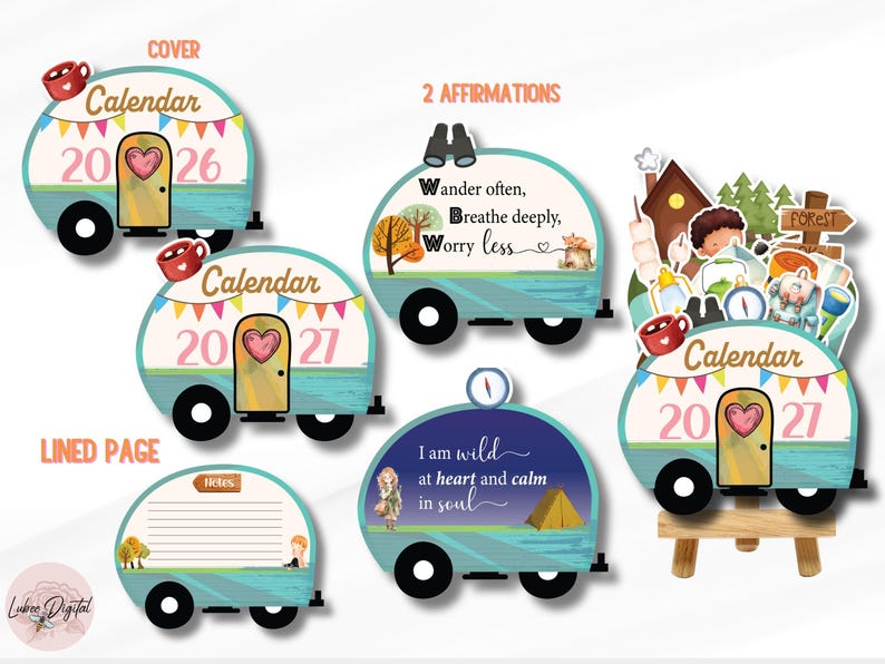 2026-2027 Camper Desk Calendar Calendar, Camping Nature Calendar, RV ...