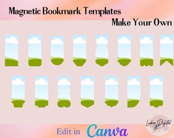 Canva Magnetic Bookmark,Make Your Own CANVA Bookmark Template,Editable Canva Template Sublimation PNG,Drag and Drop Bookmark Template