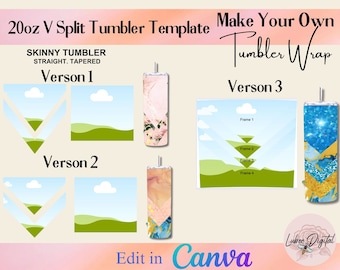 Canva 20oz Tumbler Wrap,Make Your Own 20oz CANVA Tumbler,V Shaped 20oz Skinny Straight & Tapered Tumbler  Sublimation, Drag and Drop Tumbler