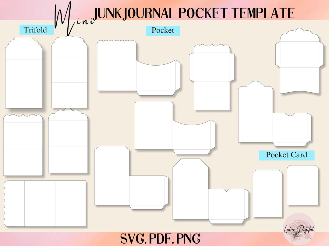 Junk Journal Templates, Mini Pocket Insert Folio Template, Folding ...
