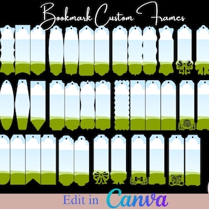 Canva Frames Bookmark Bundle,Make Your Own CANVA Bookmark Template,Editable Canva Template Sublimation PNG,Drag and Drop Bookmark Template