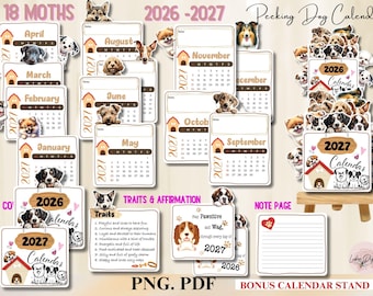 2026-2027 Peeking Dog Desk Calendar | Peekaboo Pup Printable | Puppy Planner PNG for Cricut | Cute Dog Gift for Dog Lovers & Dog Moms