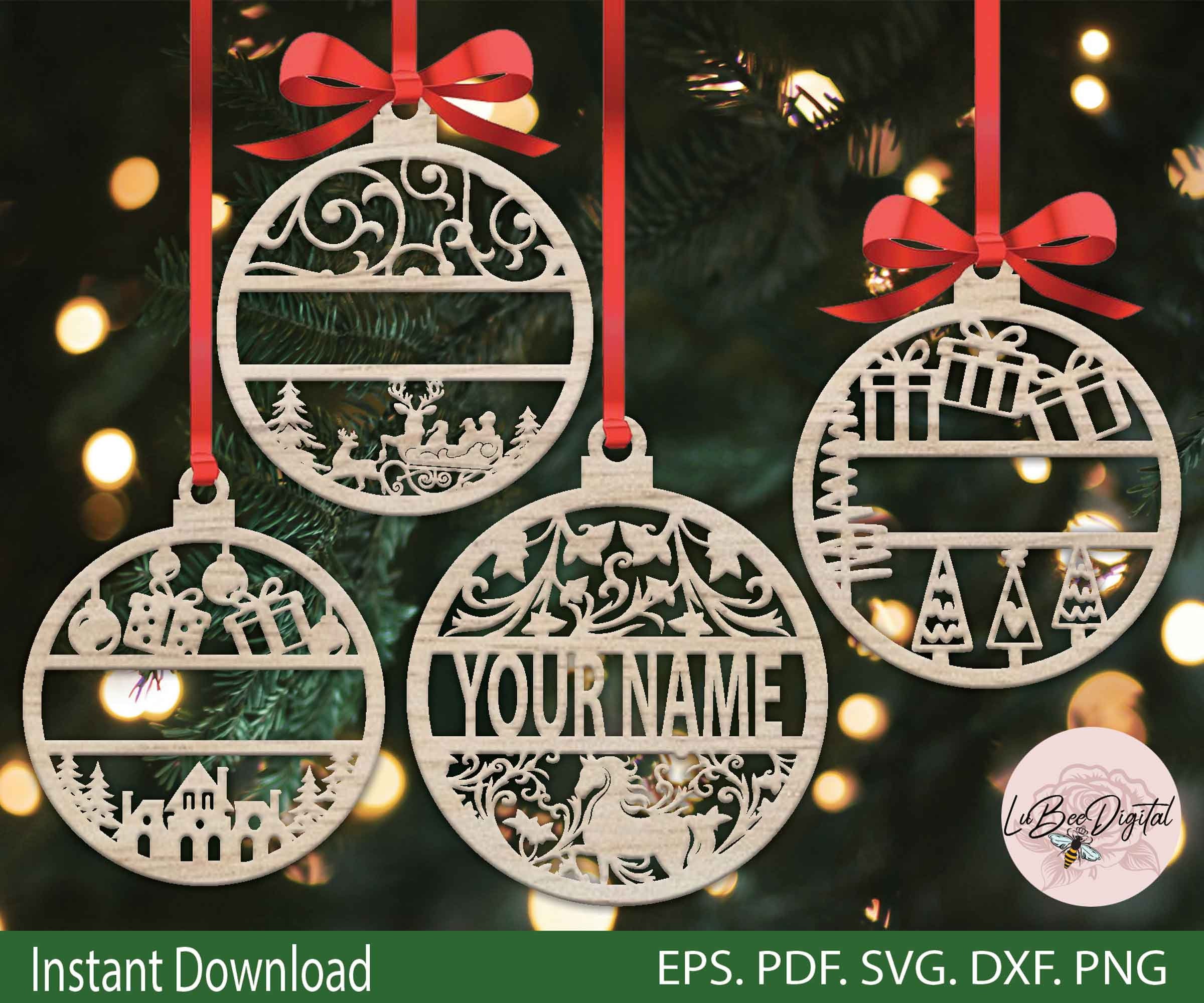 Christmas Personalized Ornament,svg Christmas Monogram Laser Cut,custom Name Wood Ornament ...
