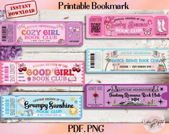 Printable Book Club Bookmark,Book Ticket Bookmark,Laminated Bookmark,Cowboy Romance Bookmark,Book lover Readers Gift,Romance Bookmark