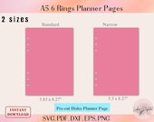 A5 Planner Insert Page Template,A5 Planner Dashboard, Planner Divider cut file for Cricut, 6-Ring Hole Divider Page, Cricut Divider SVG