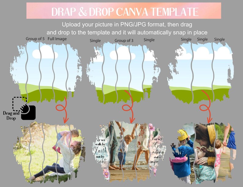 Brush Stroke Canva Template, Canva Editable Frames, Drap and Drop ...