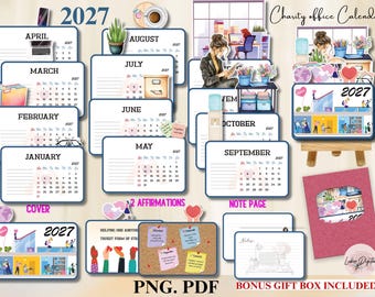 Calendario de oficina solidario 2027, regalo inspirador para el equipo, calendario de escritorio de agradecimiento, decoración para el lugar de trabajo que fomenta el apoyo, regalo para compañeros de trabajo.