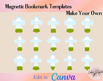Canva Magnetic Cross Bookmark,Make Your Own CANVA Bookmark Template,Editable Canva Template Sublimation PNG,Drag and Drop Bookmark