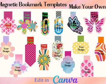 Canva Magnetic Bookmark,Make Your Own CANVA Bookmark Template,Editable Canva Template Sublimation PNG,Drag and Drop Bookmark Template
