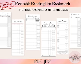 Printable Reading List Bookmark,Book Tracker Minimalist Downloadable Reading Log Library Card Book Lover Gift Tracker Journal Reader PDF