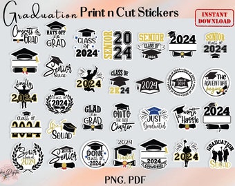 Graduation PNG Stickers,Class of 2024 Stickers, Laptop Notebook Print then Cut Graduation Stickers,Graduation Gift, Senior Graduate Stickers