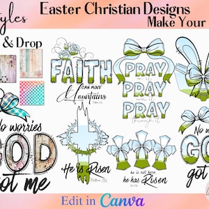 Drag & Drop Easter Christian Coquette Canva Frames,Bible Verse Canva Frames,Editable Easter Religious Coquette Sublimation, Easter Gift