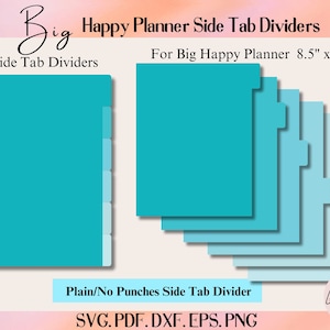 Plantilla de separador de discos Big Happy Planner, archivo de corte para separadores de carpeta, separador de discos para cuaderno, separador de 6 pestañas laterales, marcador de página anidado