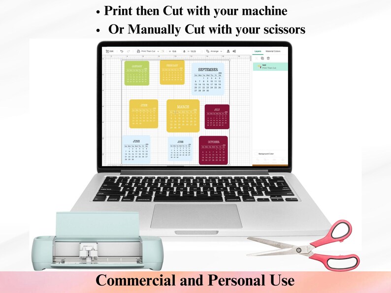 2026 Mini Calendar PNG Stickers,small Monthly Planner Printable,print ...