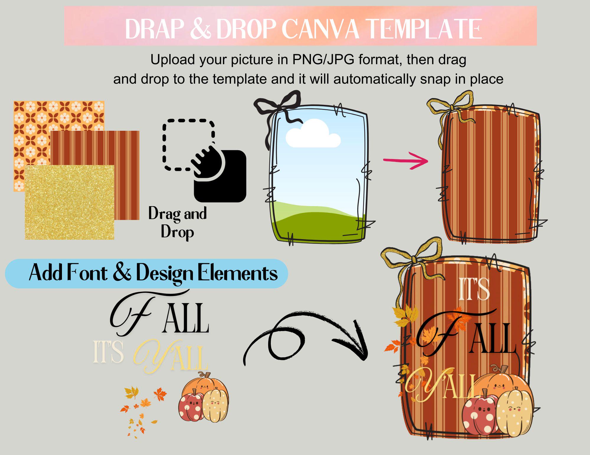 Canva Editable Coquette Bow Frame Wavy Hand-drawn Border Sublimation ...