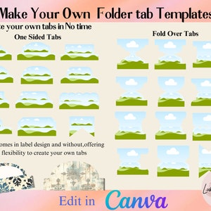 CANVA Planer Divider Tabs, bearbeitbare Ordner-Tabs, erstellen Sie Ihre eigenen CANVA Pull & Drop Journal-Tabs, ziehen Sie N Drop Falten über Tabs, Canva Rahmen