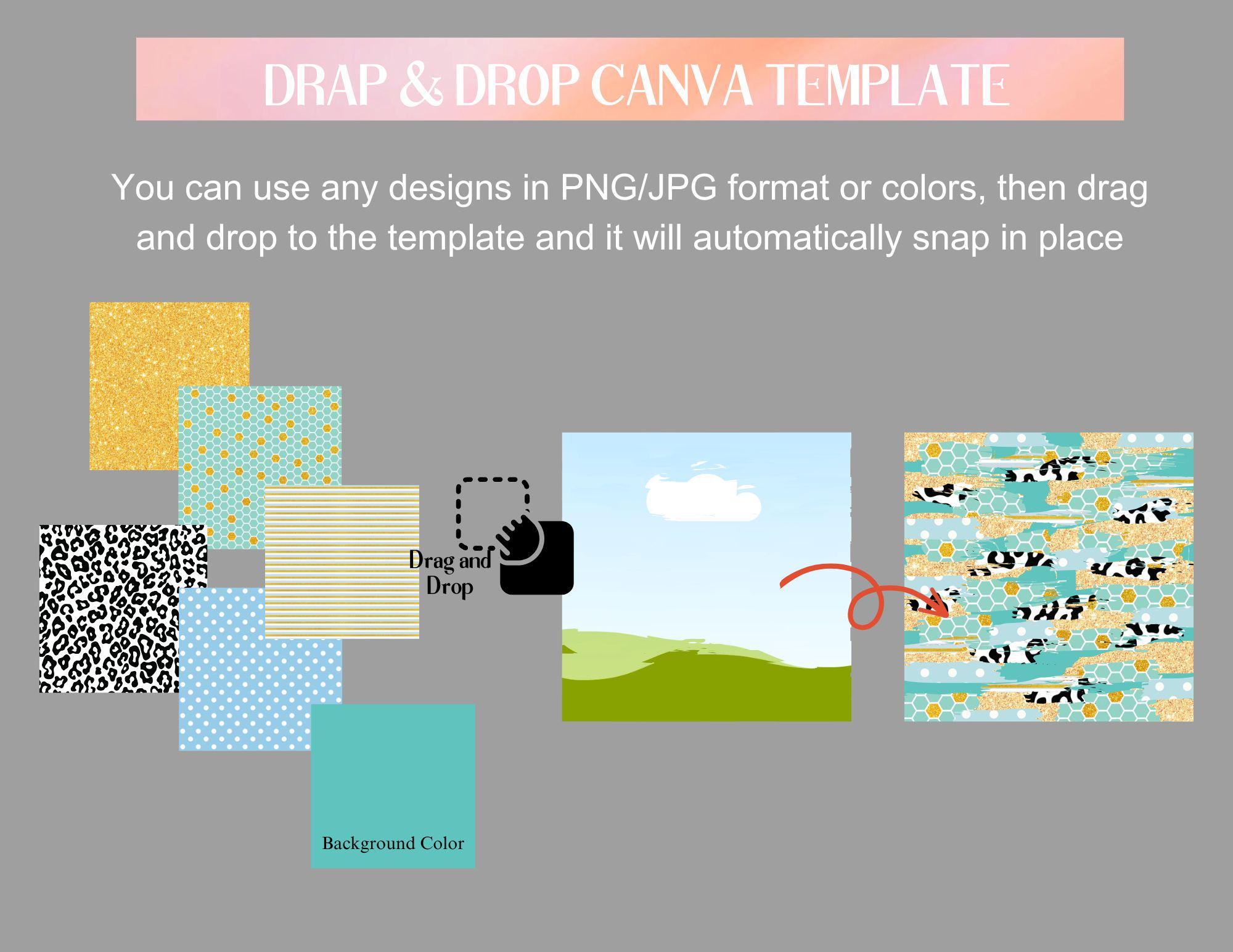 Paint Brush Stroke Canva Template, Canva Editable Frames, Drap and Drop ...