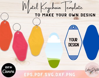Motel Keychain Template SVG, Canva Editable Motel Keychain, Vintage Keychain, Motel Keyring Presized Template, Keyring Template Design Cut
