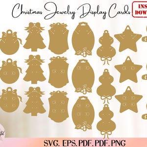 Modelos de porta-cartões para joias de Natal, arquivos de corte para modelos de exibição de cartões para brincos, embalagens para joias, presentes de joias de Natal Cricut