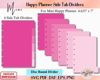 Mini Happy Planner Disc Bound Divider Template,Binder Dividers Cut File,Notebook Disc Bound Divider,Side Tabbed Divider,Nested Page Markers