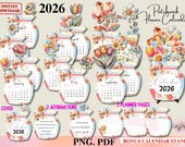 2026 Patchwork Flower Calendar,Quilt-Inspired Floral Art,Cottagecore Desk Calendar,Boho Patchwork Design, Gift for Teacher,Friend, Mother