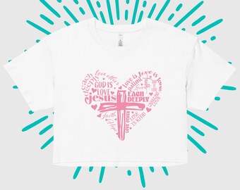 Jesus is Love Womens Crop Top, Valentines Day Shirt, Unique Catholic Gifts, Love Day Gift, Present for Her, Womens Christian Apparel