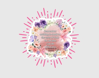 Pegatina con cita de Santa Teresita de Lisieux: un regalo católico inspirador